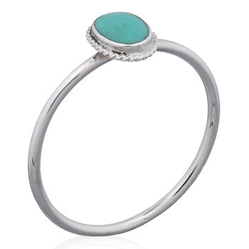 Load image into Gallery viewer, Dainty Antique-Look Turquoise Ring in Sterling Silver
