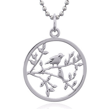 Two Birds in a Tree Pendant, Sterling Silver