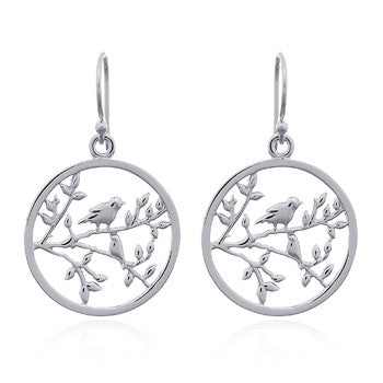 Two Birds in a Tree Sterling Silver Earrings