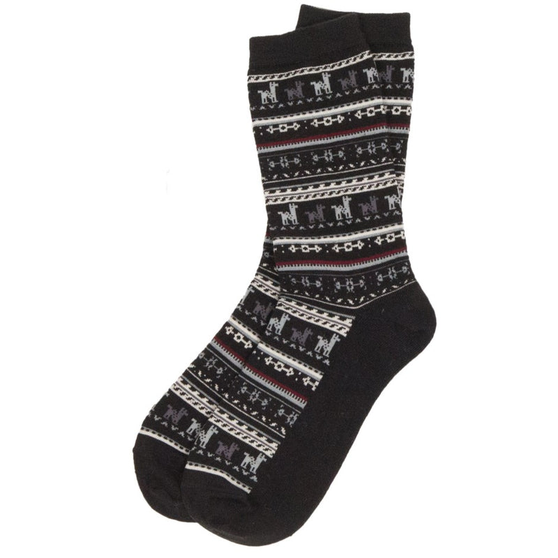Load image into Gallery viewer, Alpaca Socks in Patterned Black
