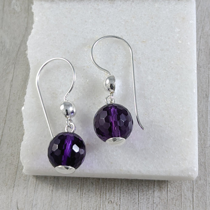 Purple Quartz Drop Earrings, Sterling Silver