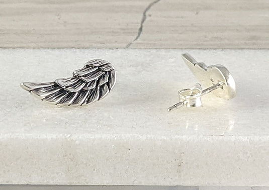 Wings Stud Earrings, Sterling Silver