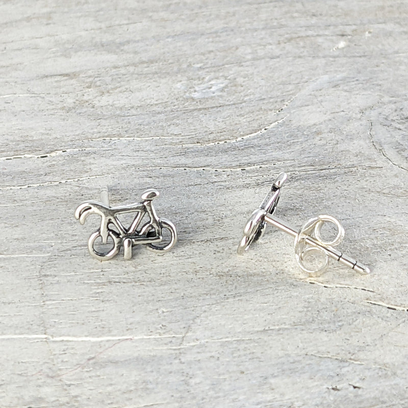 Load image into Gallery viewer, Bicycle Stud Earrings in Sterling Silver
