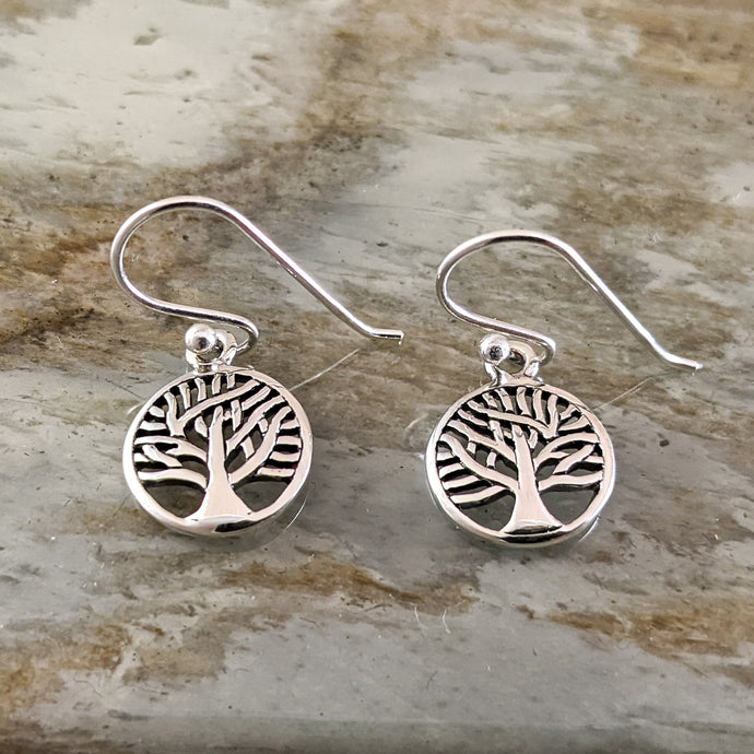 Blowing Branches Tree of Life Earrings, Sterling Silver