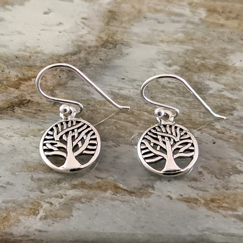 Load image into Gallery viewer, Blowing Branches Tree of Life Earrings, Sterling Silver
