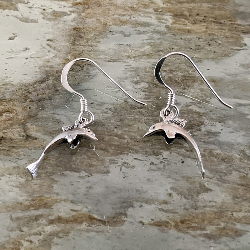 Load image into Gallery viewer, Jumping Dolphin Earrings, Sterling Silver
