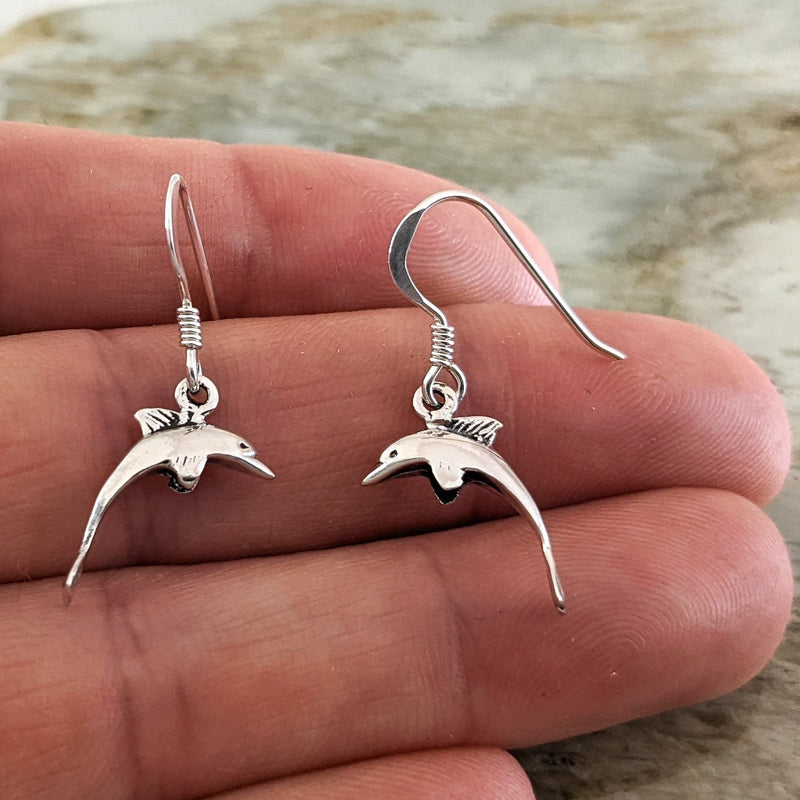 Load image into Gallery viewer, Jumping Dolphin Earrings, Sterling Silver
