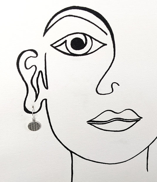 Flower of Life Stencil Earrings, Sterling Silver