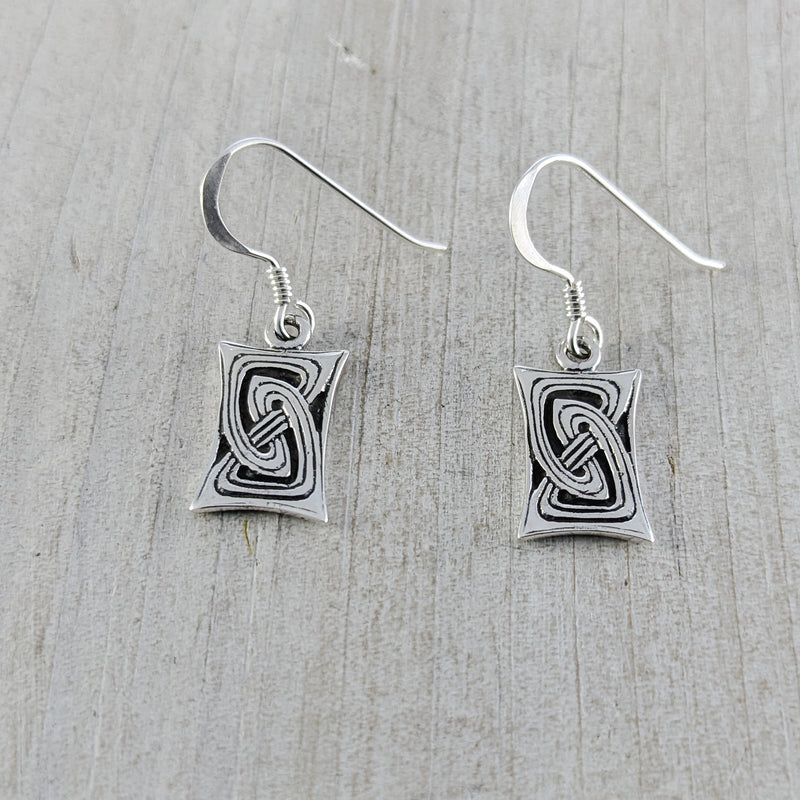 Load image into Gallery viewer, Rectangle Celtic Earrings, Sterling Silver
