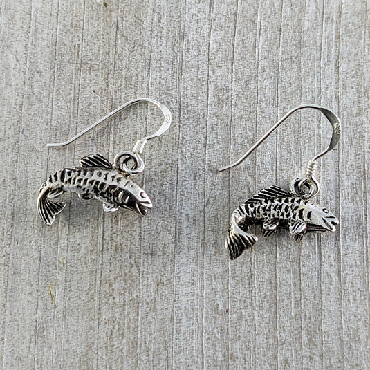 River Fish Earrings, Sterling Silver