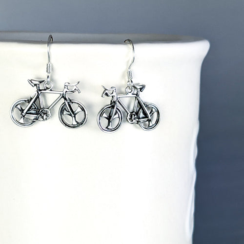 Bicycle Earrings, Sterling Silver