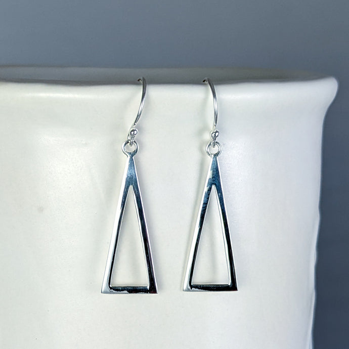 Dangle Triangle Earrings in Sterling Silver