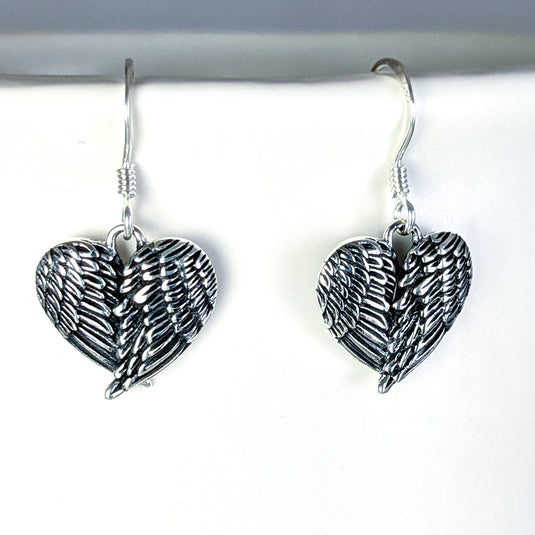 Double Angel Wing Earrings, Sterling Silver