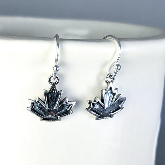 Maple Leaf Earrings, Sterling Silver