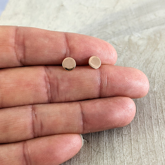 Small Flat Circle Stud Earrings in Rose Gold Plated Sterling Silver