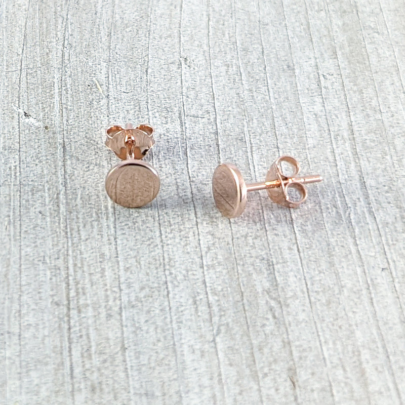 Load image into Gallery viewer, Small Flat Circle Stud Earrings in Rose Gold Plated Sterling Silver
