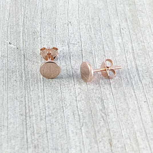 Small Flat Circle Stud Earrings in Rose Gold Plated Sterling Silver