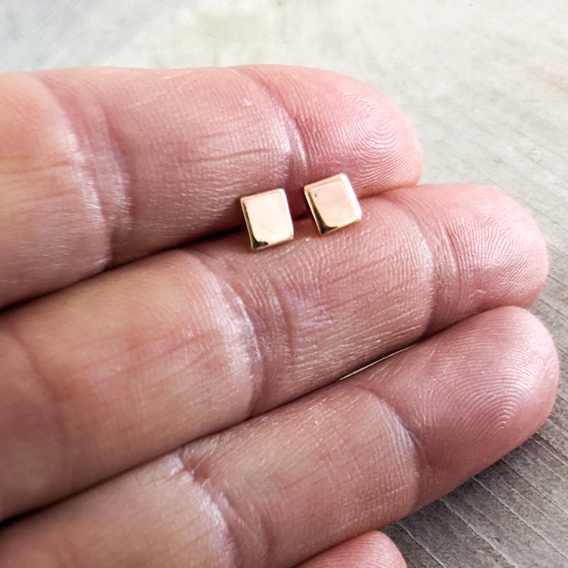Load image into Gallery viewer, Square Stud Earrings in Rose Gold Plated Sterling Silver
