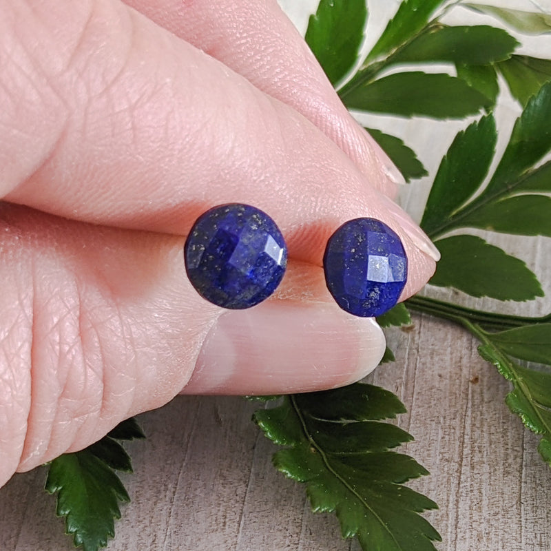 Load image into Gallery viewer, Faceted Lapis Lazouli Stud Earrings, Sterling Silver
