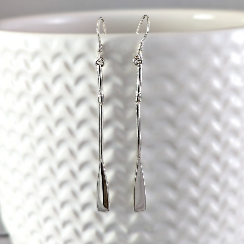 Load image into Gallery viewer, Long Paddle Earrings in Sterling Silver
