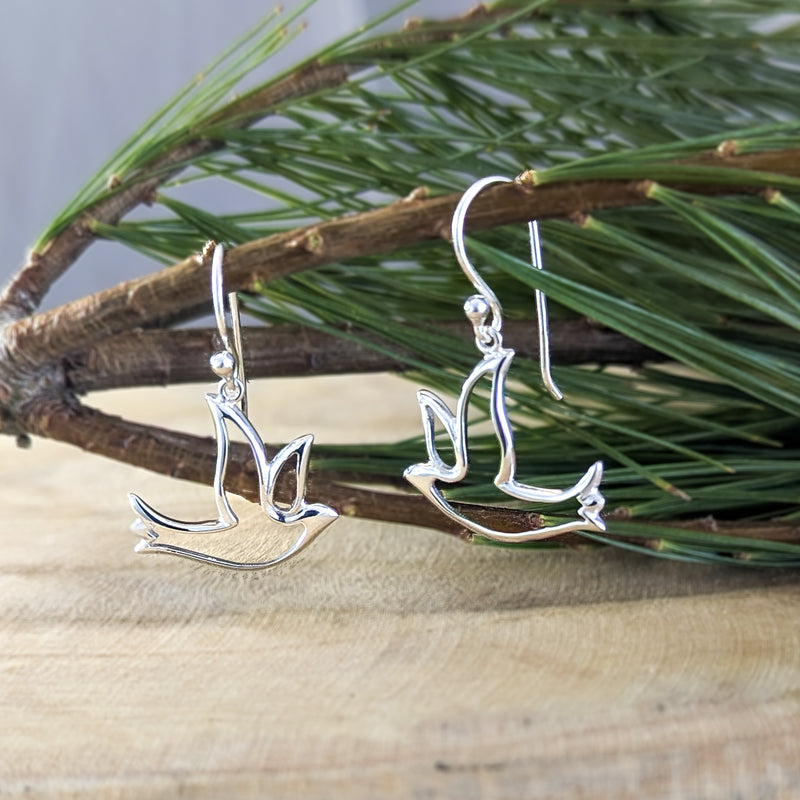 Load image into Gallery viewer, Cut-out Bird Earrings in Sterling Silver
