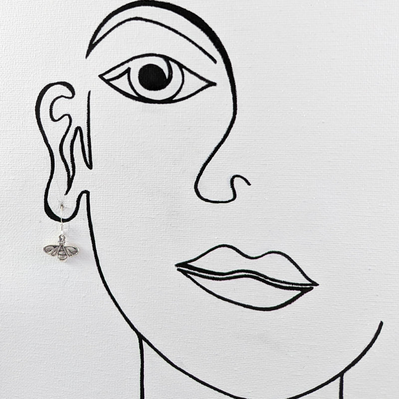 Load image into Gallery viewer, Honey Bee Hanging Earrings in Sterling Silver
