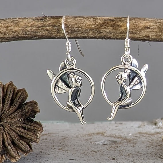 Swinging Fairy Earrings in Sterling Silver
