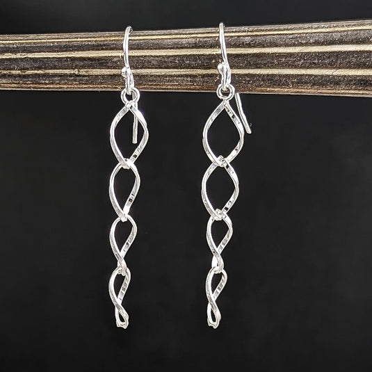 Hanging Chain Link Earrings in Sterling Silver