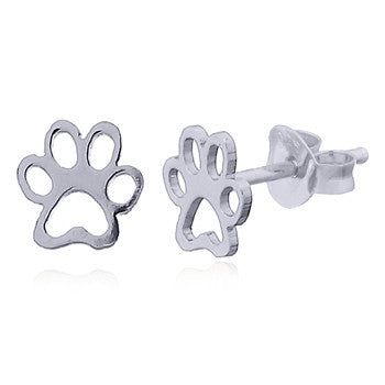 Load image into Gallery viewer, Paw Print Stud Earrings in Sterling Silver
