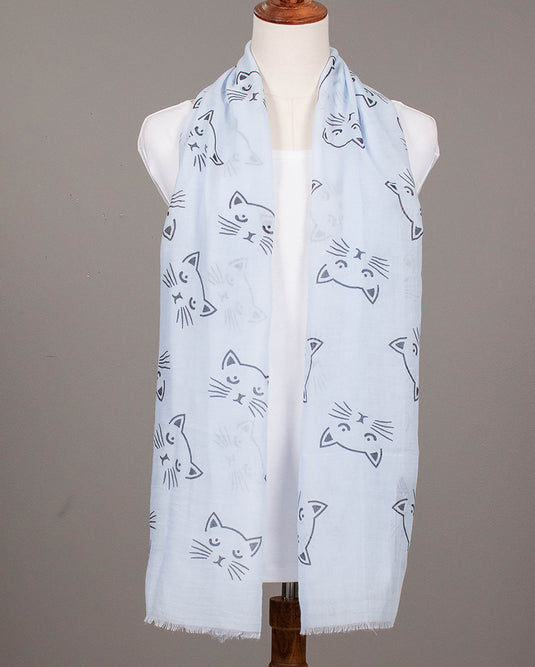 Kitty Face Scarf : Soft Blue