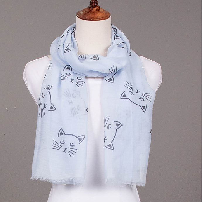 Kitty Face Scarf : Soft Blue