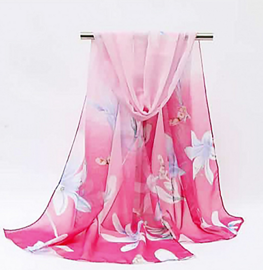 Fashion Scarf : Pink with Lilies