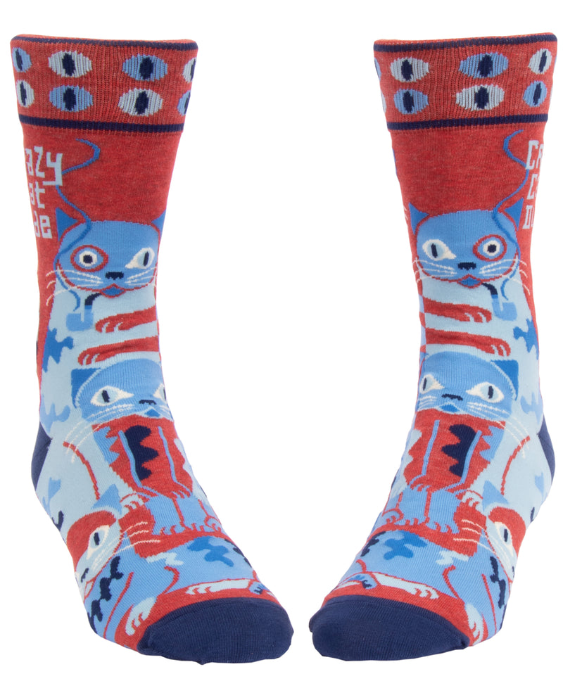 Load image into Gallery viewer, Crazy Cat Dude : Men&#39;s Socks
