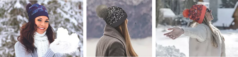Load image into Gallery viewer, Reversible Bamboo Pompom Winter Hat, Print 216
