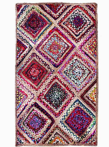 Braided Rug : Jute & Multi Colour Chindi, Large
