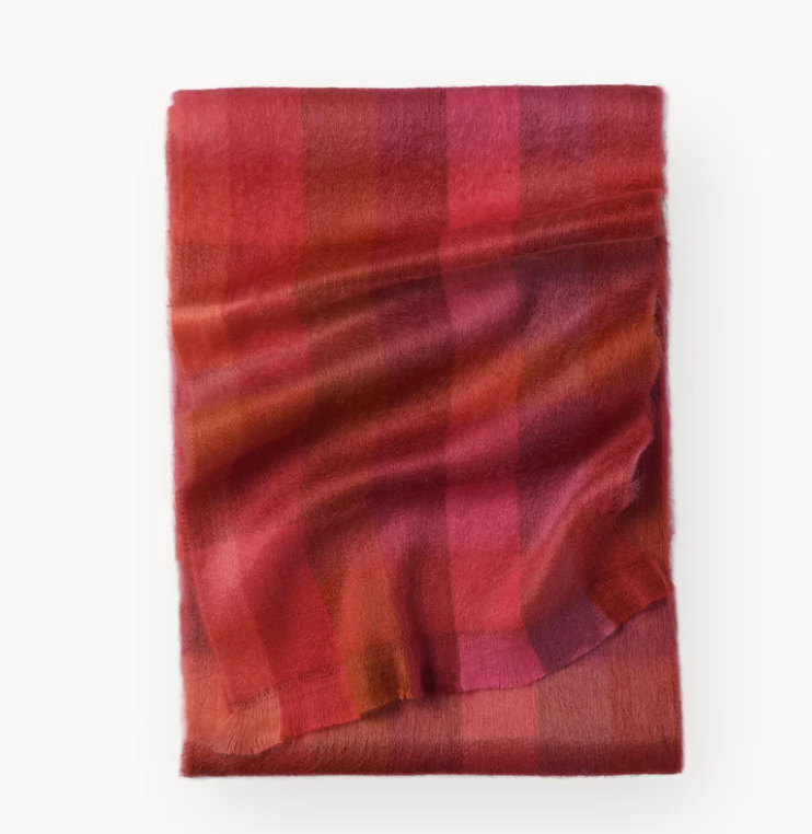 Load image into Gallery viewer, Alpaca Scarf in Claret Check
