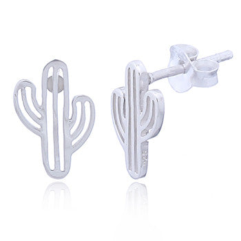 Cactus Stud Earrings, Sterling Silver