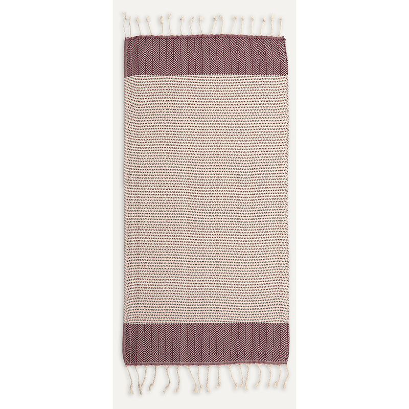 Load image into Gallery viewer, Turkish Hand Towel : Lined Diamond Maroon
