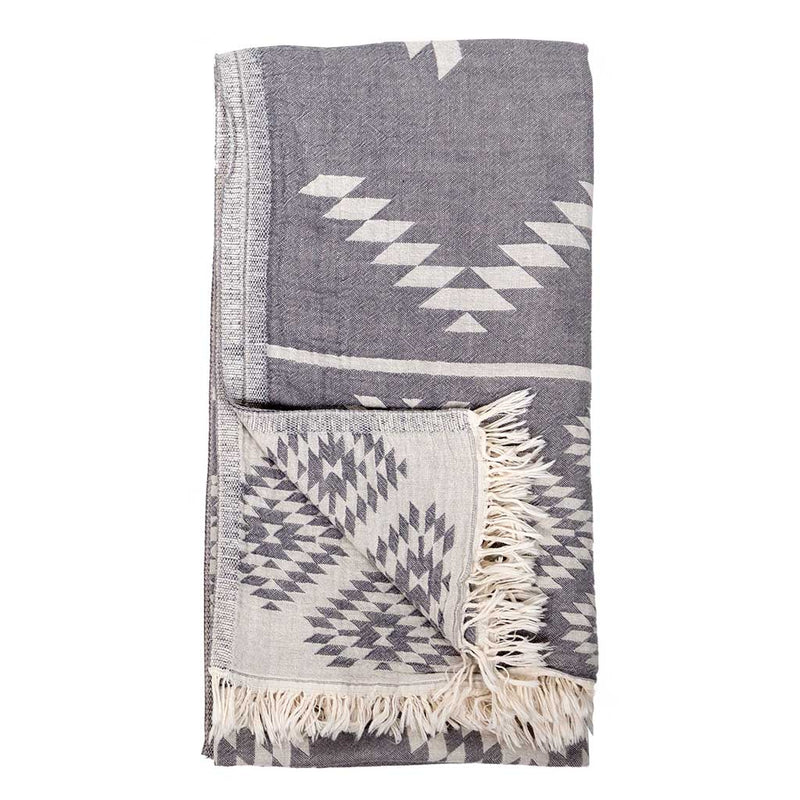 Load image into Gallery viewer, Turkish Towel : Geometric in Spanish Grey
