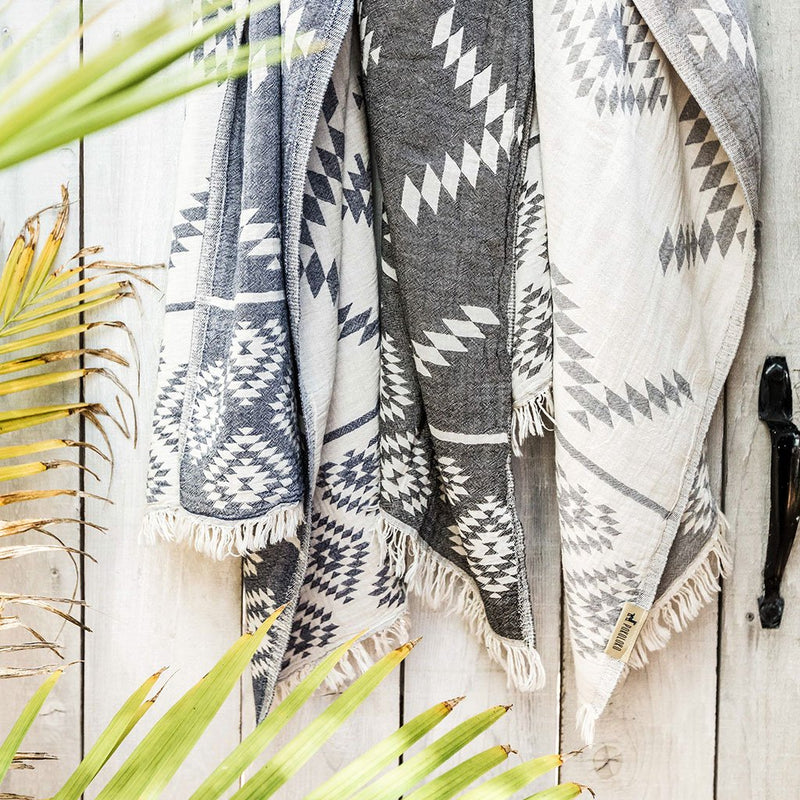 Load image into Gallery viewer, Turkish Towel : Geometric in Spanish Grey
