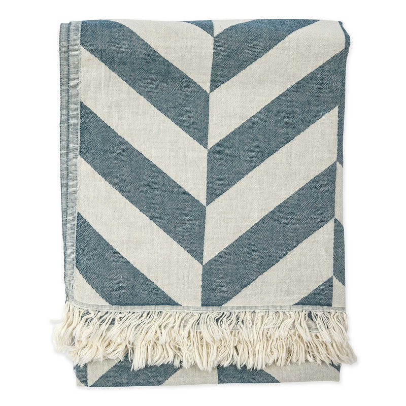 Load image into Gallery viewer, Turkish Towel : Chevron in Petrol
