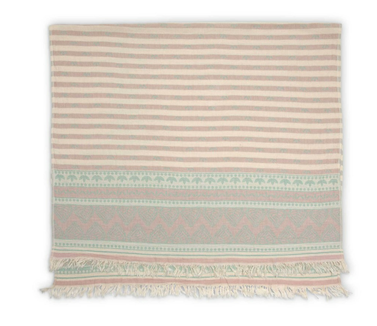 Load image into Gallery viewer, Turkish Towel : Zora Towel, Pink/Sage
