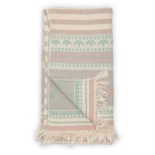 Turkish Towel : Zora Towel, Pink/Sage
