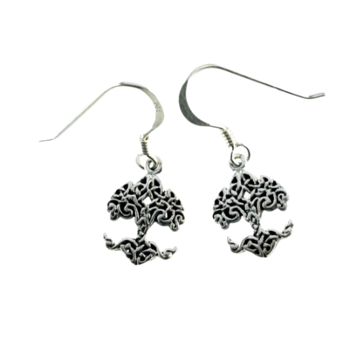 Rooted Celtic Knot Tree of Life Earrings, Sterling Silver