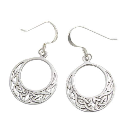 Open Circle Celtic Knot Earrings, Sterling Silver