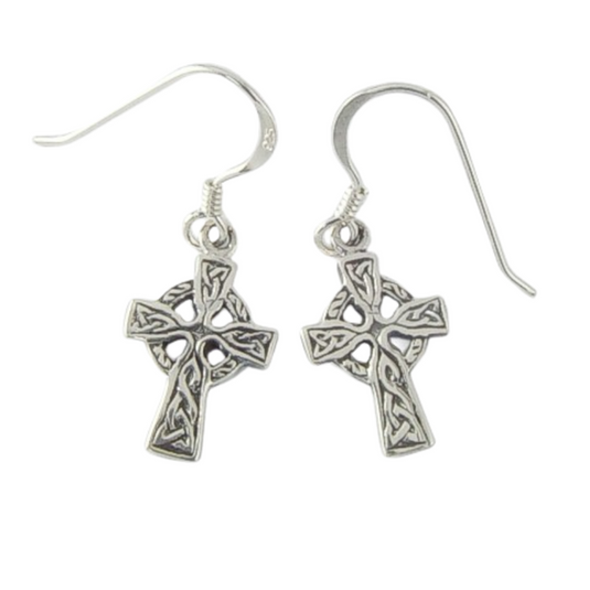 Celtic Cross Earrings, Sterling Silver