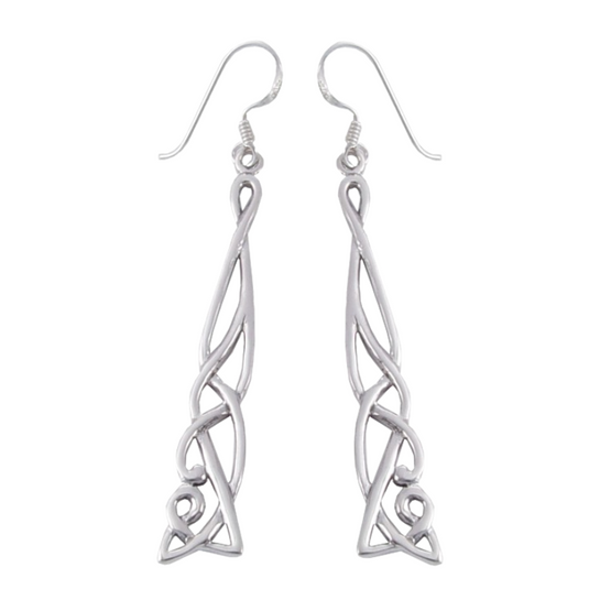 Long Celtic Knot Earrings in Sterling Silver