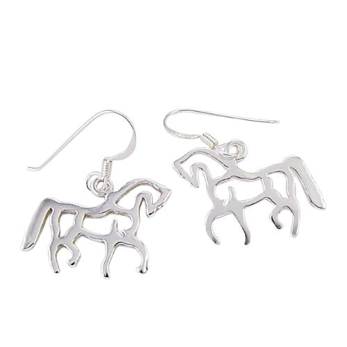 Stenciled Horse Earrings, Sterling Silver