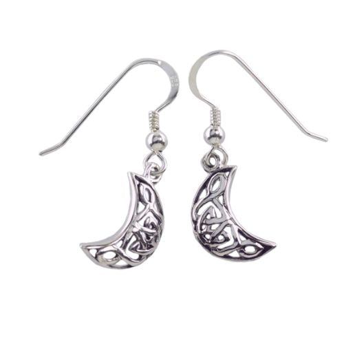 Load image into Gallery viewer, Crescent Moon Celtic Knot Earrings in Sterling Silver
