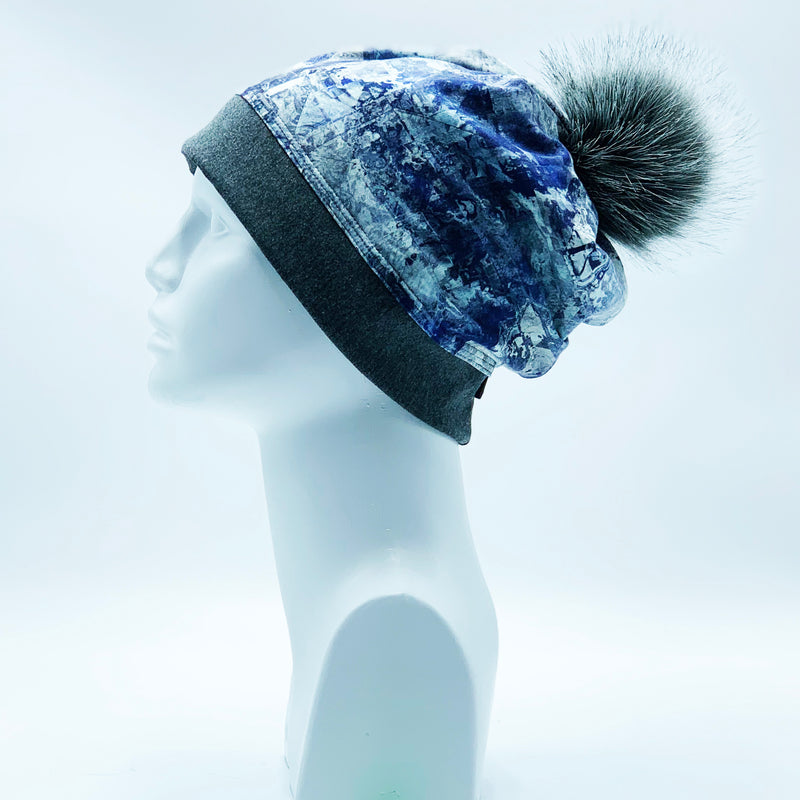 Load image into Gallery viewer, Reversible Bamboo Pompom Winter Hat, Print 123
